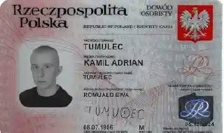 Dowód osobisty Kamil Adrian Tumulec